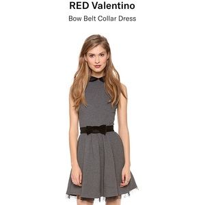 Red Valentino Bow Belt Collar Dress Grey